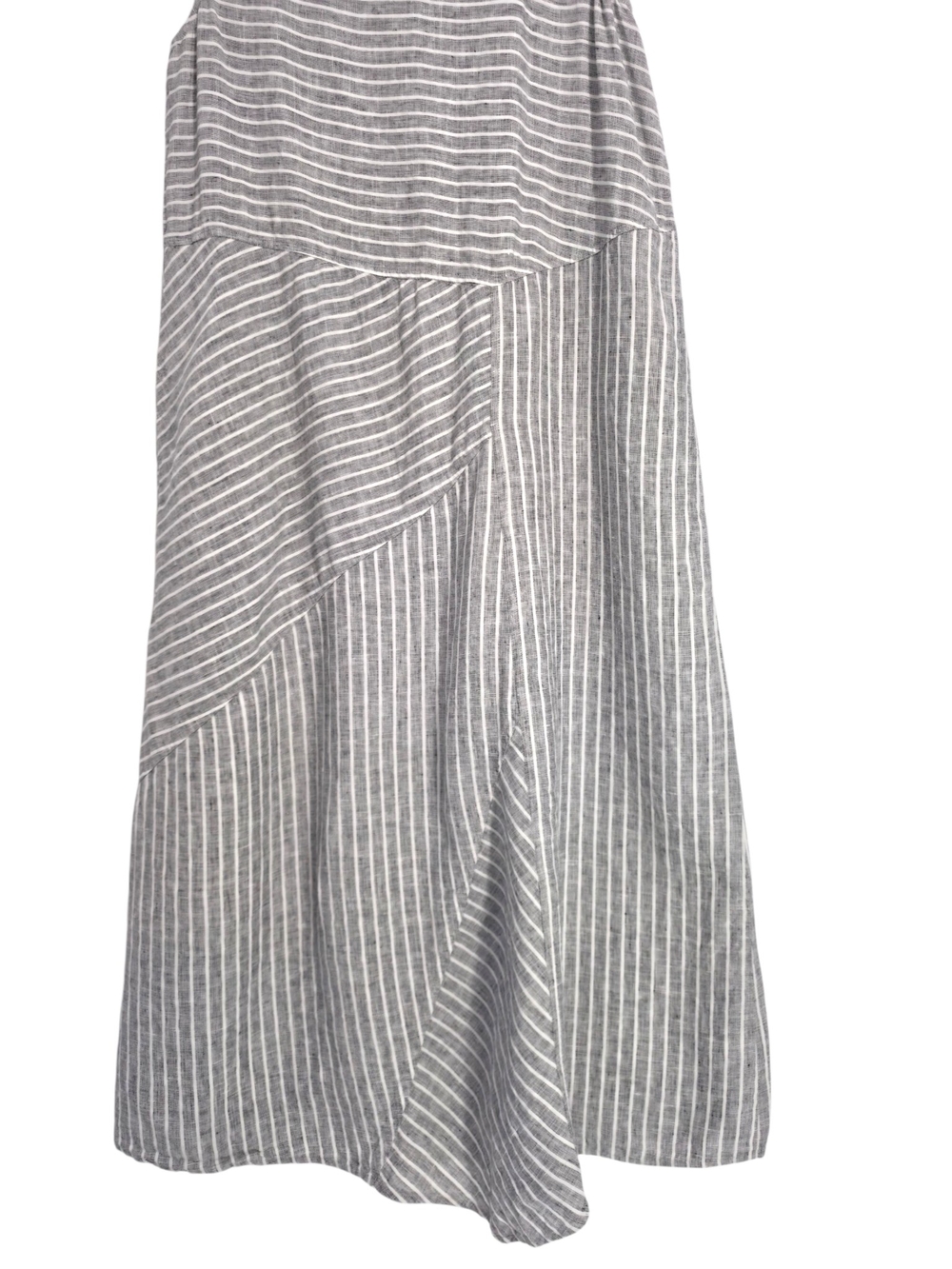 J Jill Love Linen Gray White Striped Midi Dress XL Pockets Coastal - Picture 6 of 10